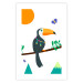 Wall Poster Toucan and Butterflies - amusing parrot with colorful necklace on white background 123737 additionalThumb 18