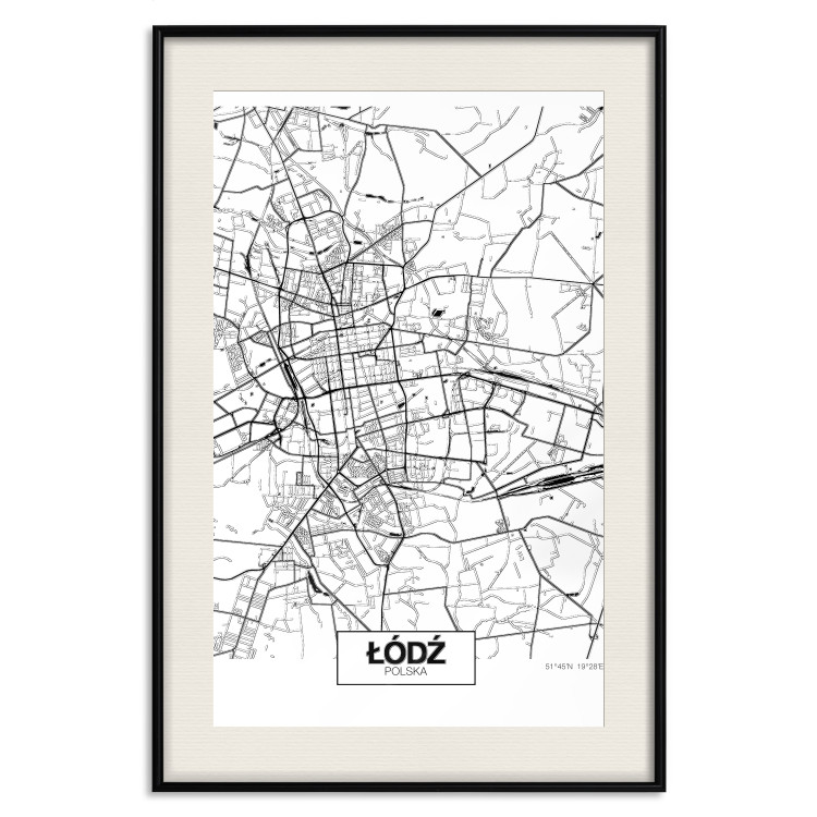 Wall Poster City Map: Łódź - black and white map of Polish city with labels 123837 additionalImage 27