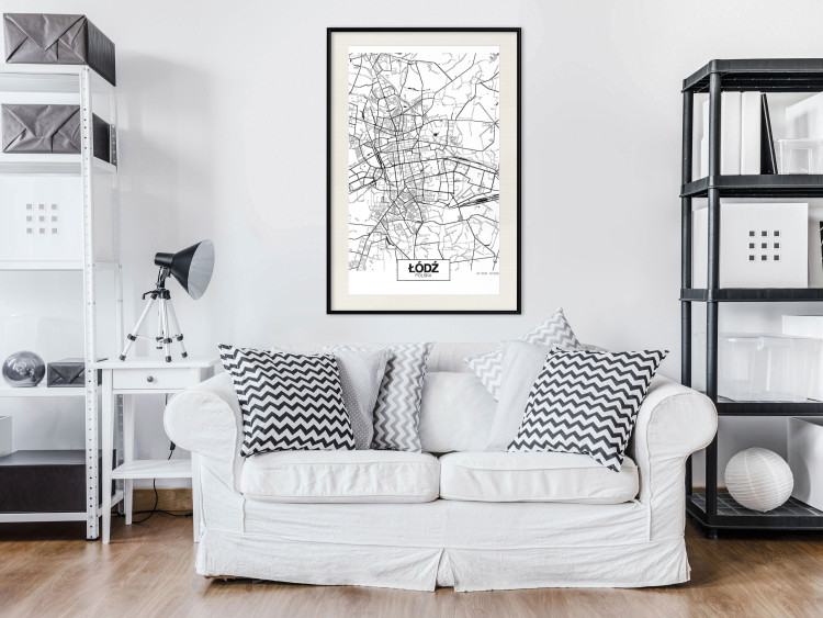 Wall Poster City Map: Łódź - black and white map of Polish city with labels 123837 additionalImage 22