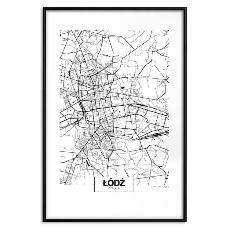 Wall Poster City Map: Łódź - black and white map of Polish city with labels 123837 additionalImage 25