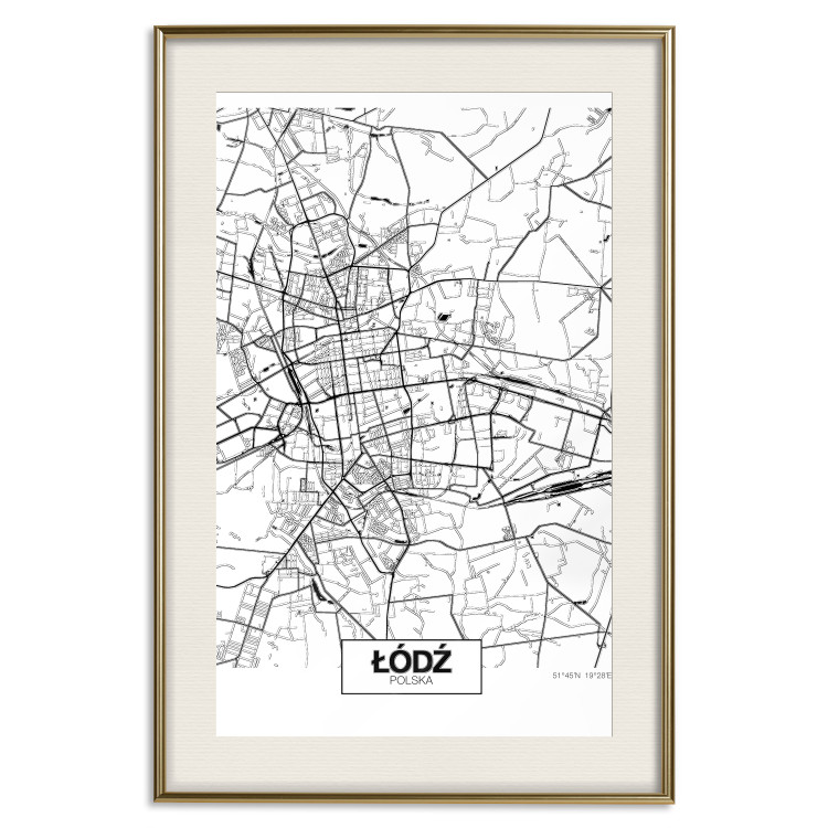 Wall Poster City Map: Łódź - black and white map of Polish city with labels 123837 additionalImage 24