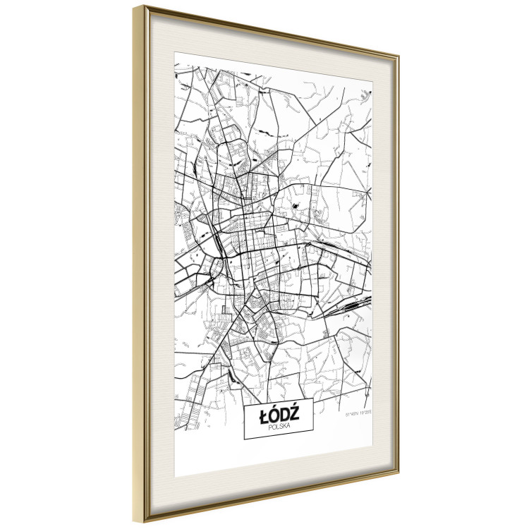 Wall Poster City Map: Łódź - black and white map of Polish city with labels 123837 additionalImage 2