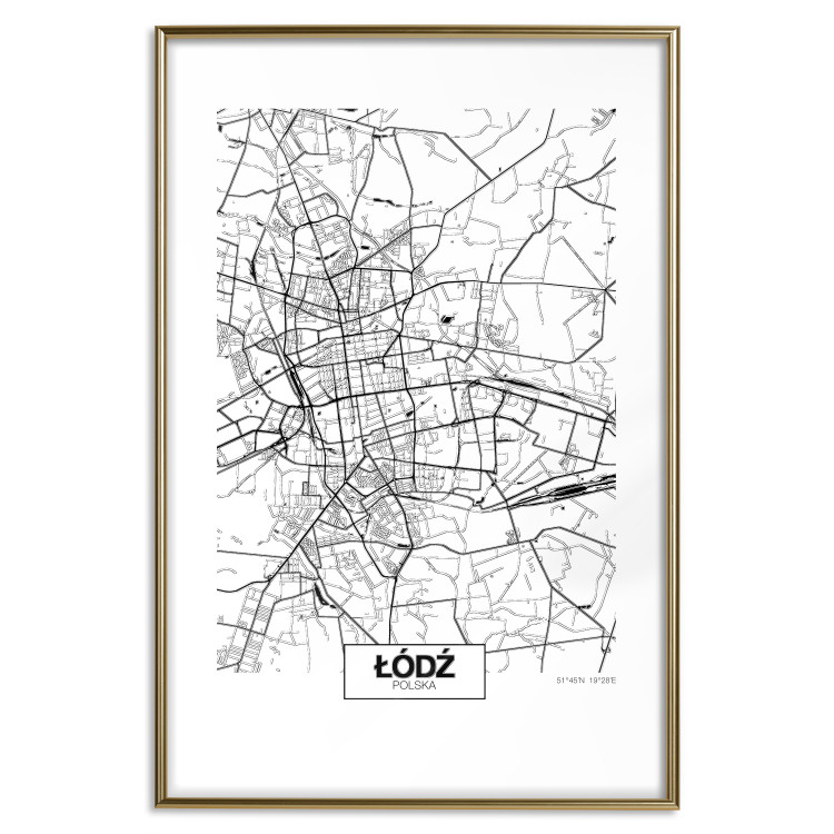 Wall Poster City Map: Łódź - black and white map of Polish city with labels 123837 additionalImage 26