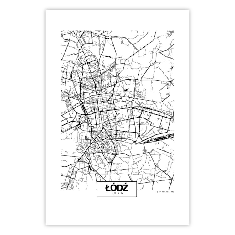 Wall Poster City Map: Łódź - black and white map of Polish city with labels 123837 additionalImage 16