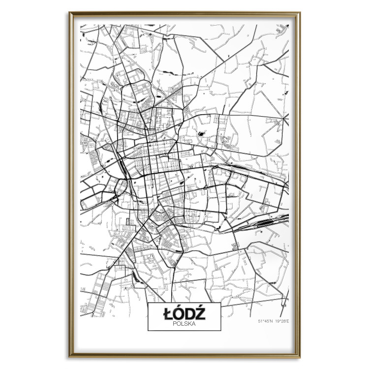 Wall Poster City Map: Łódź - black and white map of Polish city with labels 123837 additionalImage 19