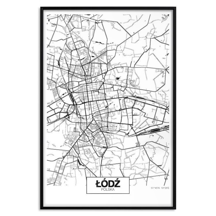 Wall Poster City Map: Łódź - black and white map of Polish city with labels 123837 additionalImage 18