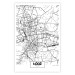 Wall Poster City Map: Łódź - black and white map of Polish city with labels 123837