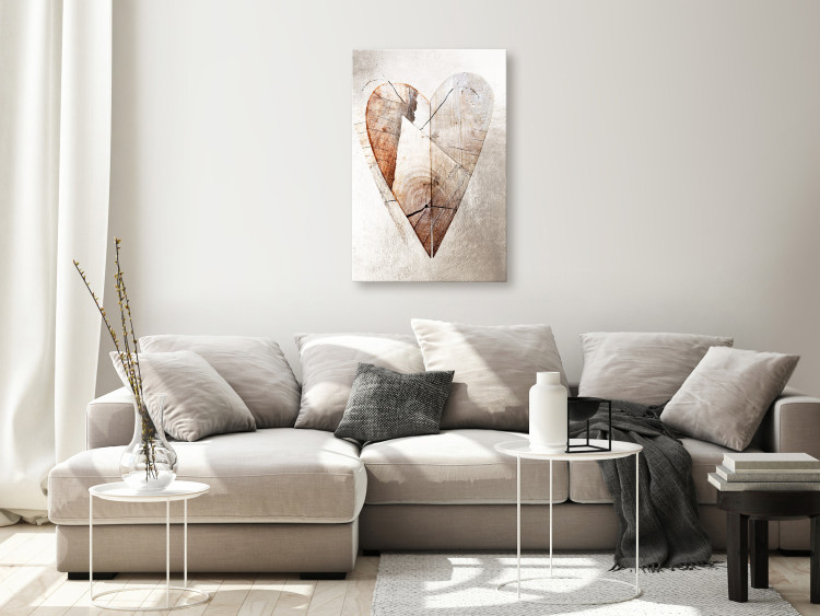 Canvas Print Love Tree (1-part) vertical - rustic abstraction with a heart 127337 additionalImage 3