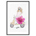 Poster Girl on Scooter - abstract woman with flower on white background 127837 additionalThumb 17