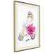 Poster Girl on Scooter - abstract woman with flower on white background 127837 additionalThumb 3
