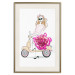Poster Girl on Scooter - abstract woman with flower on white background 127837 additionalThumb 20