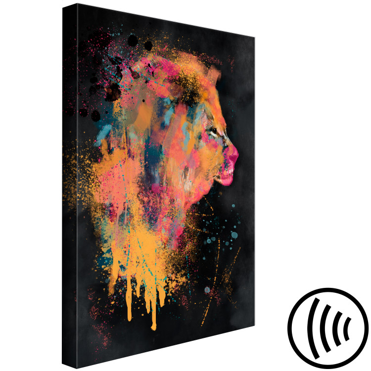 Canvas Art Print Lion's Moods (1-piece) Vertical - abstract colorful animal 130437 additionalImage 6