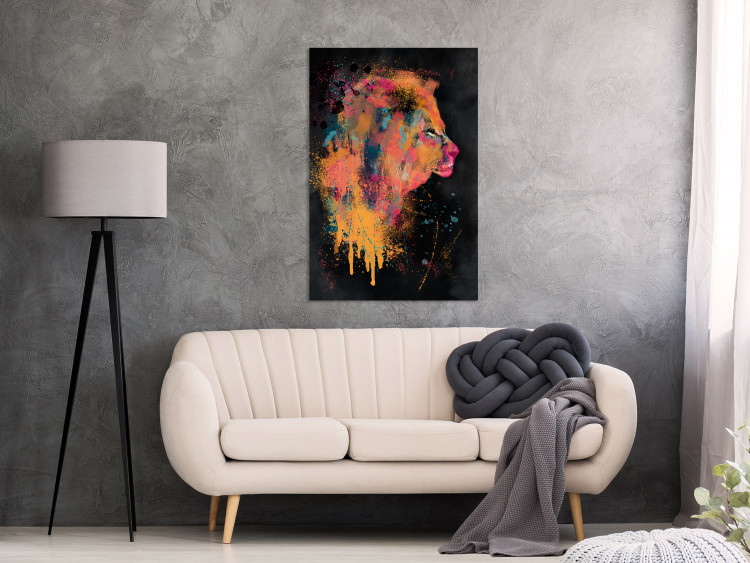 Canvas Art Print Lion's Moods (1-piece) Vertical - abstract colorful animal 130437 additionalImage 3