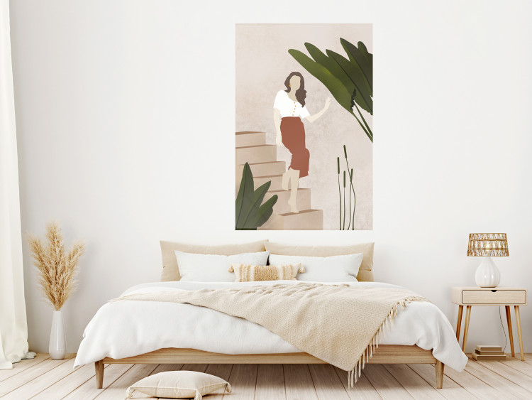 Poster Beautiful Stranger - a beautiful woman descending stairs among plants 136537 additionalImage 17