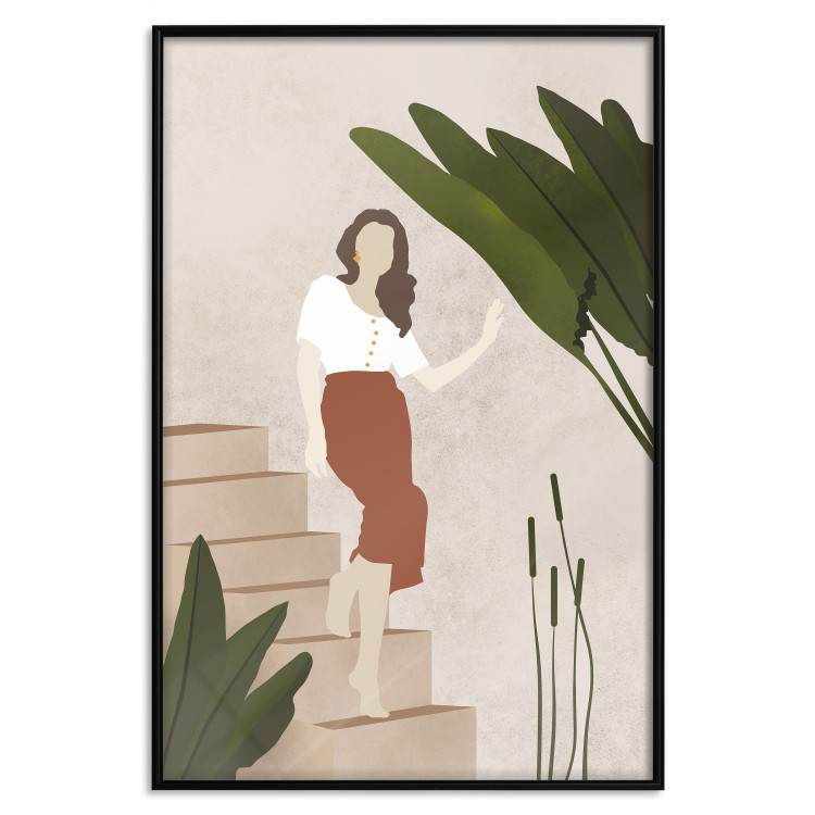 Poster Beautiful Stranger - a beautiful woman descending stairs among plants 136537 additionalImage 10