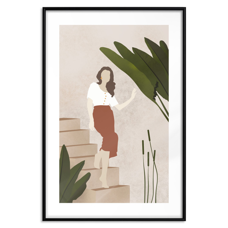 Poster Beautiful Stranger - a beautiful woman descending stairs among plants 136537 additionalImage 14