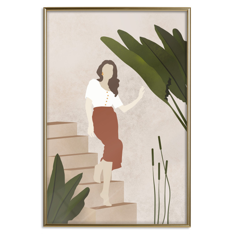 Poster Beautiful Stranger - a beautiful woman descending stairs among plants 136537 additionalImage 9