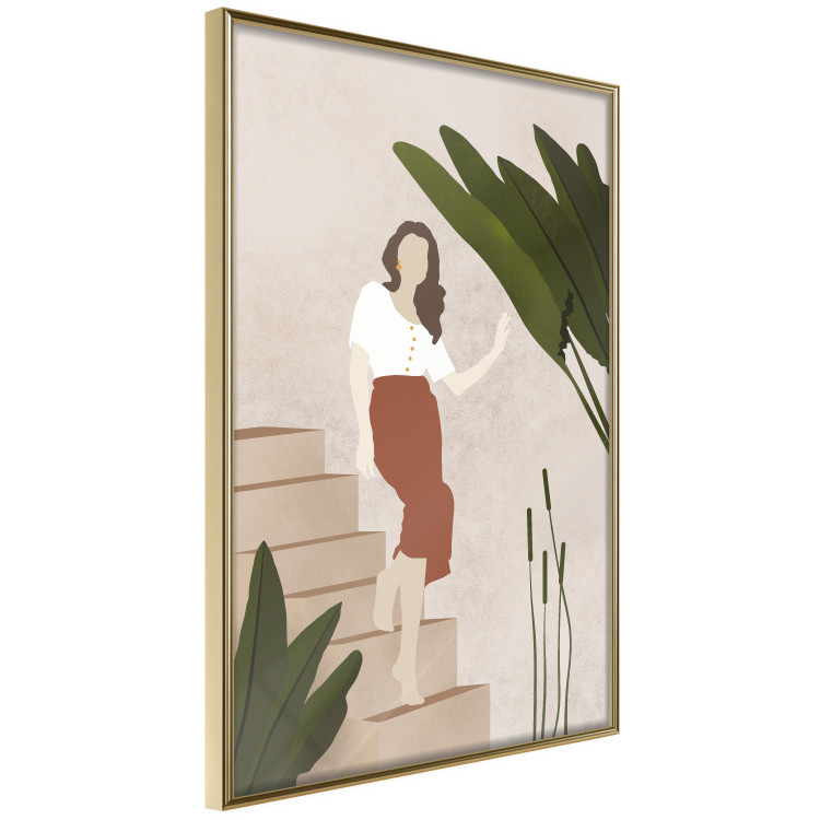 Poster Beautiful Stranger - a beautiful woman descending stairs among plants 136537 additionalImage 8