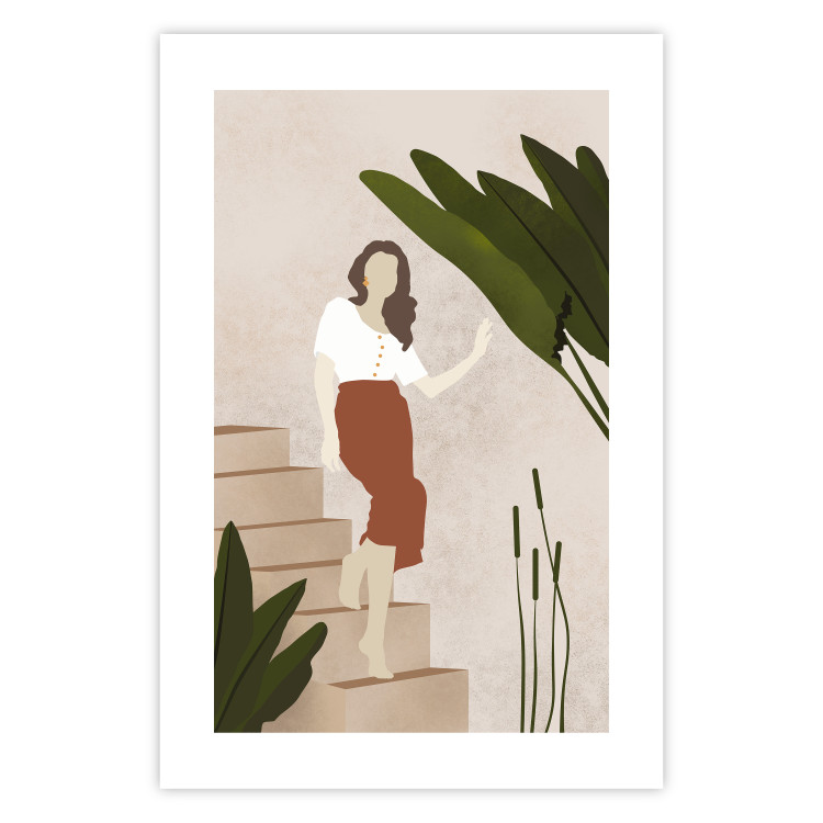 Poster Beautiful Stranger - a beautiful woman descending stairs among plants 136537 additionalImage 11