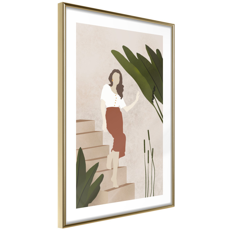 Poster Beautiful Stranger - a beautiful woman descending stairs among plants 136537 additionalImage 2