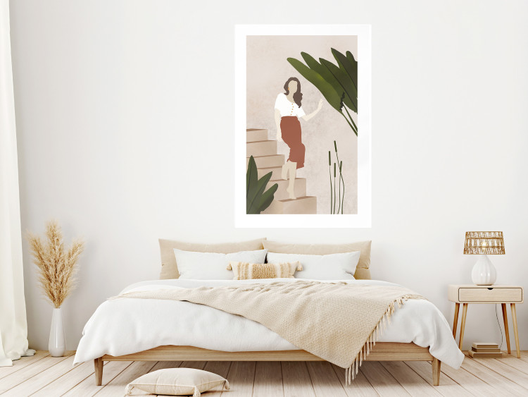 Poster Beautiful Stranger - a beautiful woman descending stairs among plants 136537 additionalImage 18