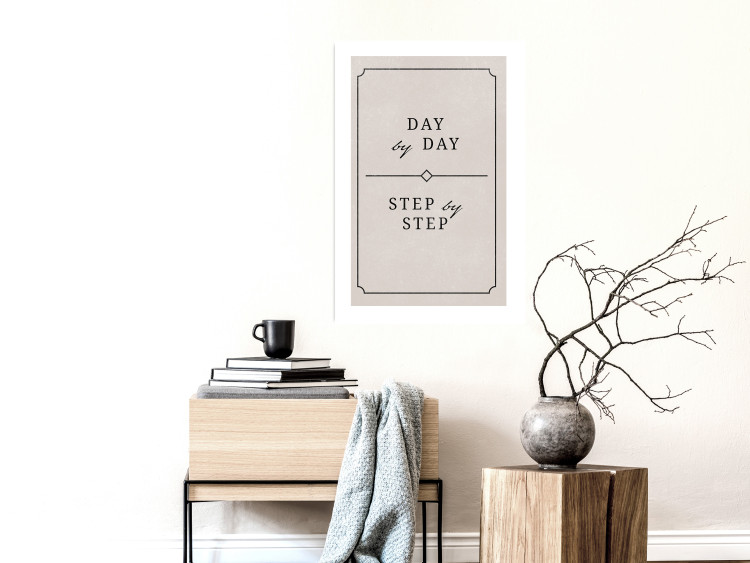 Poster Day by Day - simple composition with English text on a beige background 137237 additionalImage 7
