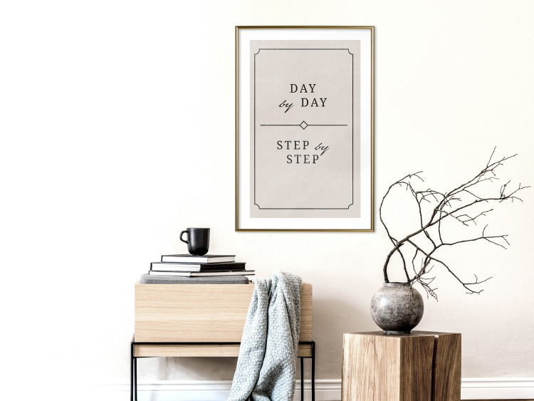 Poster Day by Day - simple composition with English text on a beige background 137237 additionalImage 15