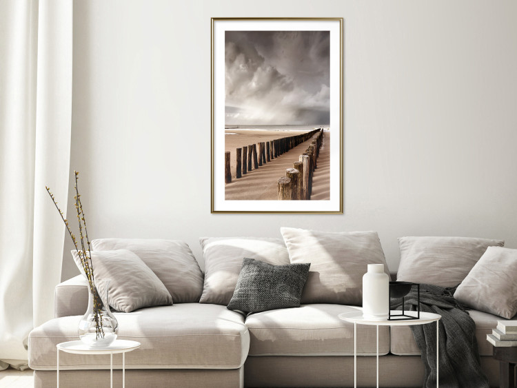 Wall Poster Perspective of Hope - beach landscape with poles against dark clouds 138037 additionalImage 17