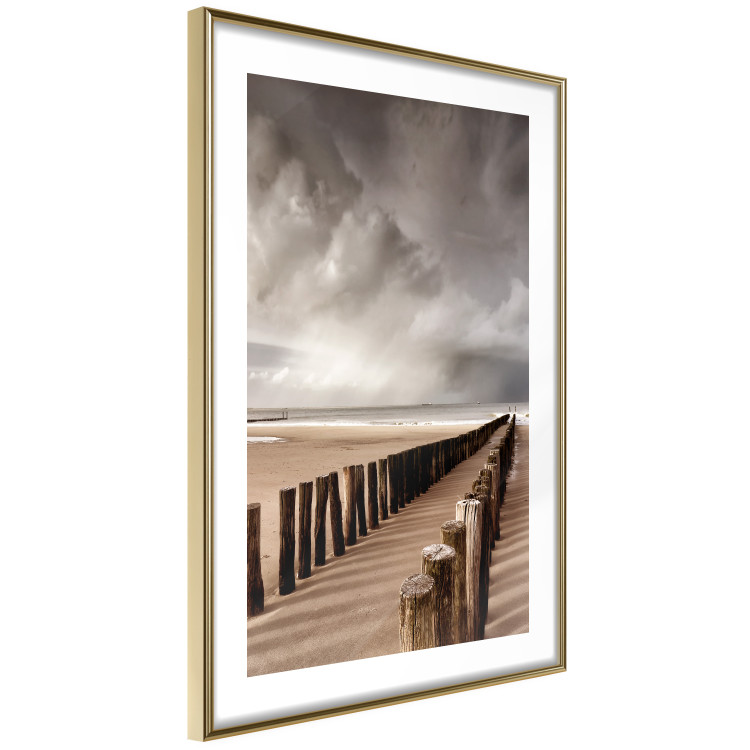 Wall Poster Perspective of Hope - beach landscape with poles against dark clouds 138037 additionalImage 2