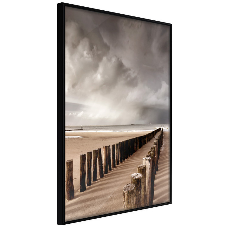 Wall Poster Perspective of Hope - beach landscape with poles against dark clouds 138037 additionalImage 3