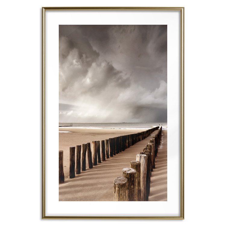 Wall Poster Perspective of Hope - beach landscape with poles against dark clouds 138037 additionalImage 17