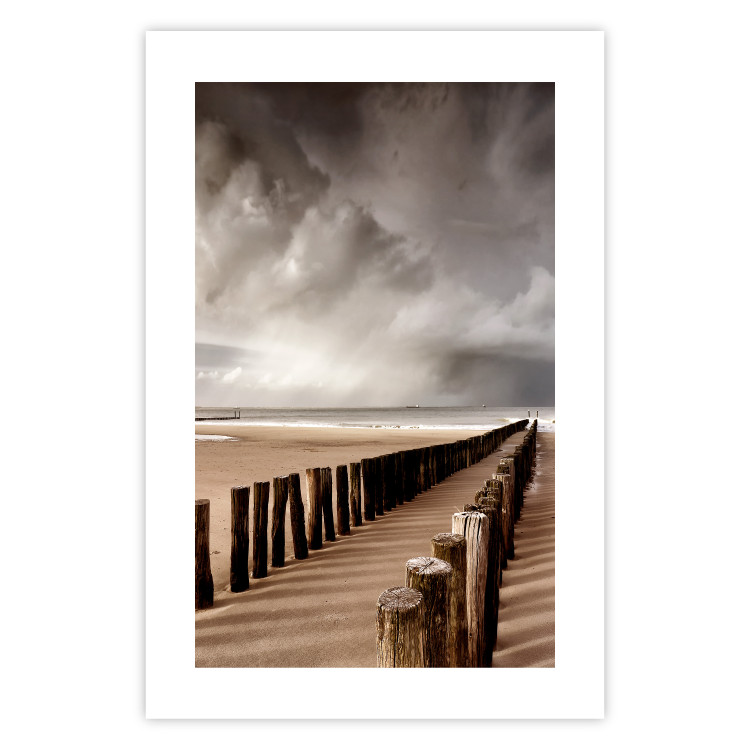 Wall Poster Perspective of Hope - beach landscape with poles against dark clouds 138037 additionalImage 18