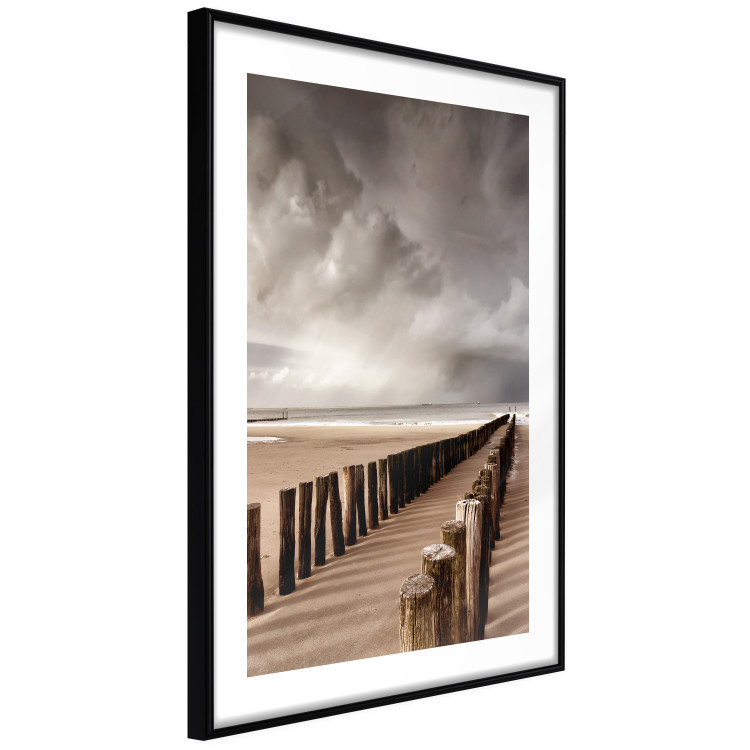 Wall Poster Perspective of Hope - beach landscape with poles against dark clouds 138037 additionalImage 4