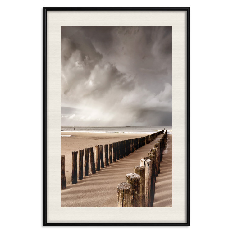 Wall Poster Perspective of Hope - beach landscape with poles against dark clouds 138037 additionalImage 22