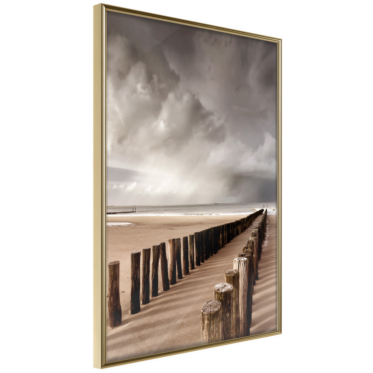 Wall Poster Perspective of Hope - beach landscape with poles against dark clouds 138037 additionalImage 10
