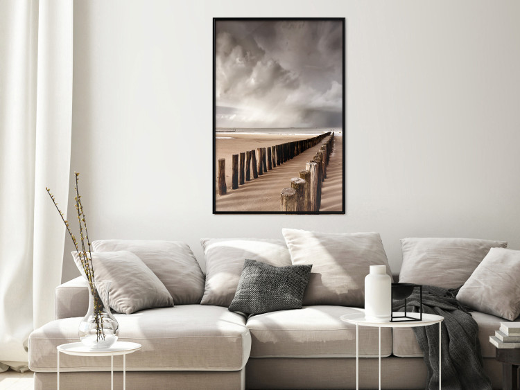 Wall Poster Perspective of Hope - beach landscape with poles against dark clouds 138037 additionalImage 15