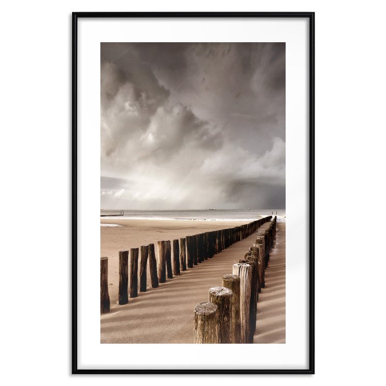 Wall Poster Perspective of Hope - beach landscape with poles against dark clouds 138037 additionalImage 21