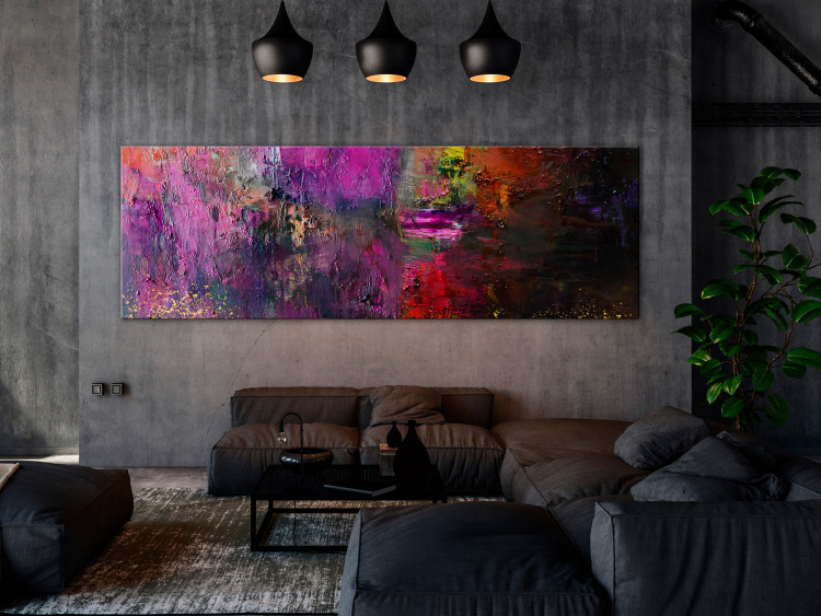 Canvas Abstraction with Texture (1-piece) Narrow - beautiful colorful composition 138637 additionalImage 3