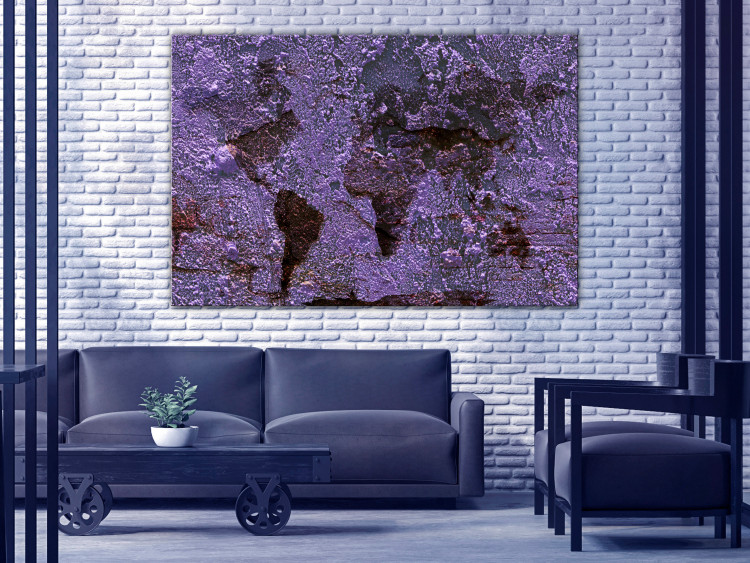 Canvas Art Print Purple Shade Map (1-piece) Wide - purple world map 142337 additionalImage 3