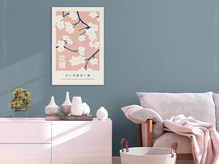 Canvas Print Japanese Hanagasumi (1-piece) Vertical - cherry blossom landscape 142437 additionalImage 3