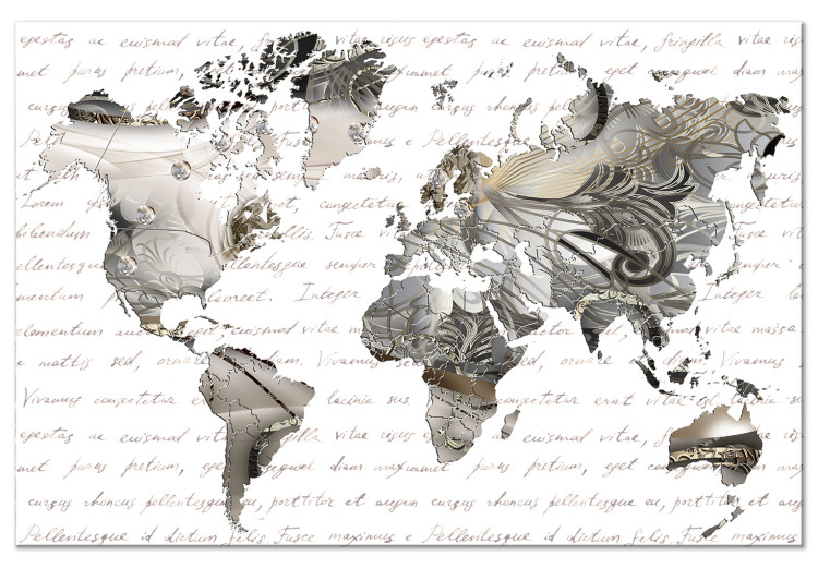 Canvas Between the Lines (1-piece) Wide - world map and abstraction 143137