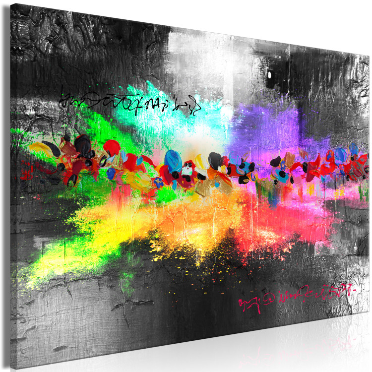 Canvas Print Rainbow Colors - Colorful Abstraction With a Texture on a Silver and Black Background 148437 additionalImage 2
