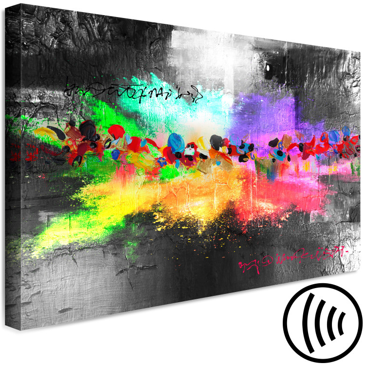 Canvas Print Rainbow Colors - Colorful Abstraction With a Texture on a Silver and Black Background 148437 additionalImage 6