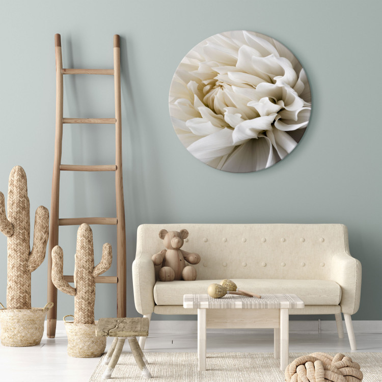 Round Canvas White Flower - Unfolded Bud in Warm Cream Light 148737 additionalImage 4