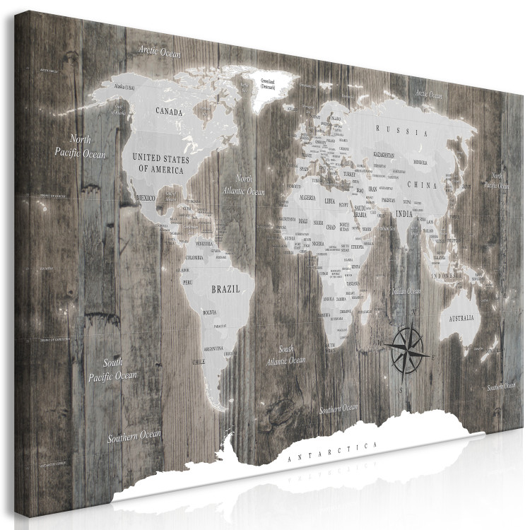 Large canvas print World Map: Wooden World II [Large Format] 149137 additionalImage 3