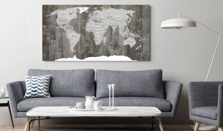 Large canvas print World Map: Wooden World II [Large Format] 149137 additionalImage 6