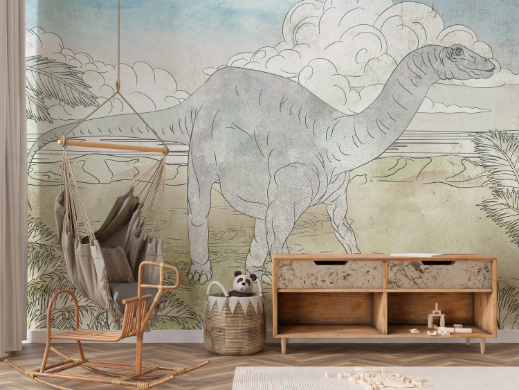 Photo Wallpaper Jurassic World - Dinosaur Hand Drawn in Pastel Colors 149237