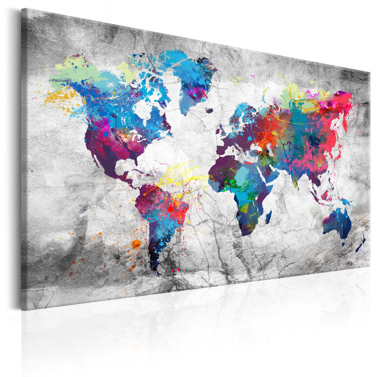 Canvas Art Print World Map: Grey Style 150037 additionalImage 2