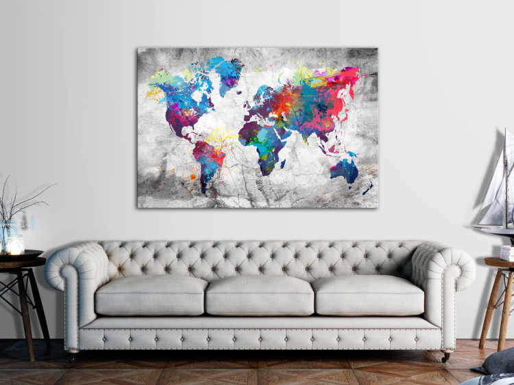 Canvas Art Print World Map: Grey Style 150037 additionalImage 3