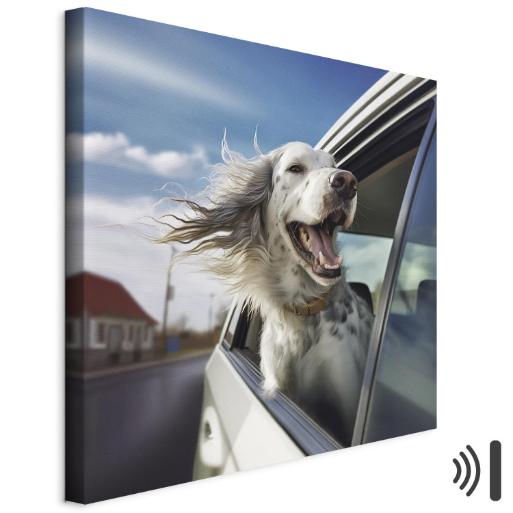 Canvas Print AI Dog English Setter - Animal Catching Air Rush While Traveling by Car - Square 150237 additionalImage 8